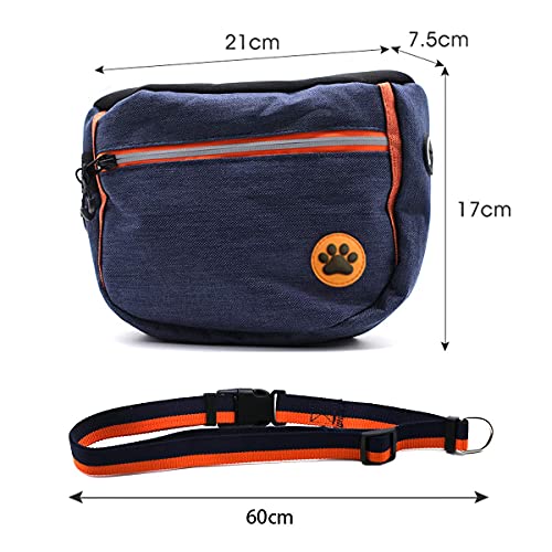 yine Bolsas para dulces para perros, aperitivos, bolsas de caca, transportan fácilmente juguetes para mascotas, azul oscuro, bolsa de tratamiento del perro