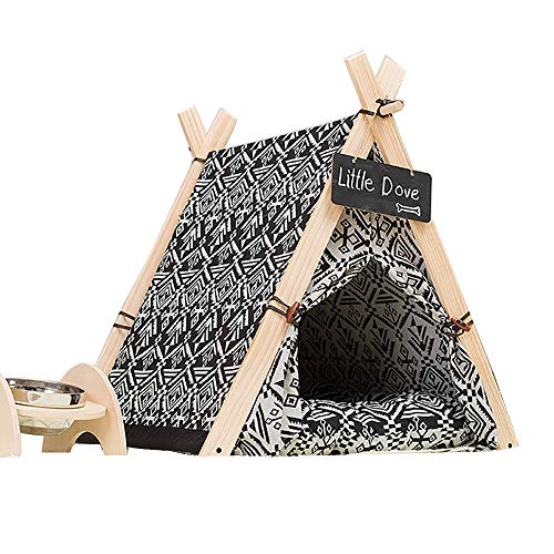 Yingm Pets Igloo Cama para mascotas, casa para gatos y perros, lavable, color negro y naranja, tienda de campaña para mascotas, cómoda (color: negro, tamaño: M)