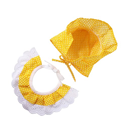 Yissone Bandana de Encaje para Perros Y Gatos 2 Piezas de Bandana para Gatos Set de Sombrero de Babero para Mascotas Accesorios de Fiesta de Cumpleaños
