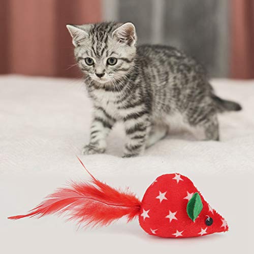 YJZO Juguete para Gatos -10PCS Peluche de plástico para Mascotas Serie de Navidad roja Teaser Divertido Juguete de Entrenamiento Interactivo para Gatos