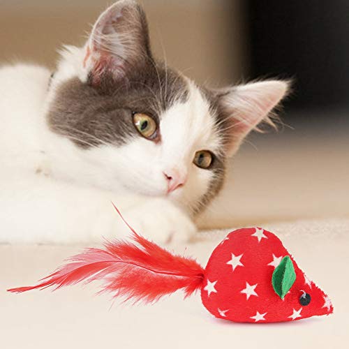 YJZO Juguete para Gatos -10PCS Peluche de plástico para Mascotas Serie de Navidad roja Teaser Divertido Juguete de Entrenamiento Interactivo para Gatos