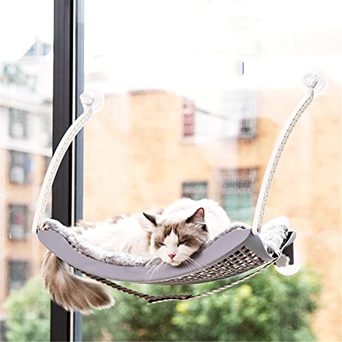 YLiansong-home Hamaca de Gato Asiento de la Ventana de la Hamaca de Gato con Fuertes ventosas, Cama de Gato montada por la Ventana para Perros y Gatos (Color : Gray, Tamaño : 50x28cm)