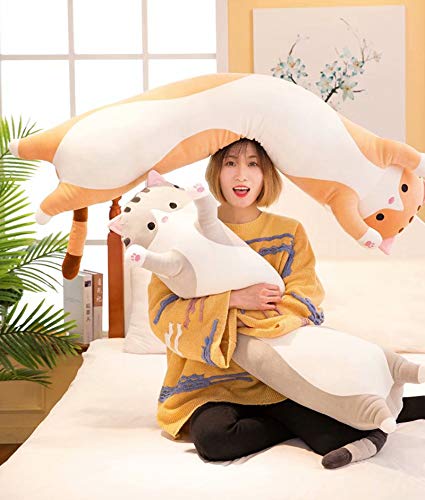 YLJJ Peluches de Felpa para Gatos, muñeco de Felpa para Gatos, muñeco de Peluche para Gatitos, Juguete, Almohada Larga para Dormir para Gatos, Regalo para niños, Amarillo, 90 cm