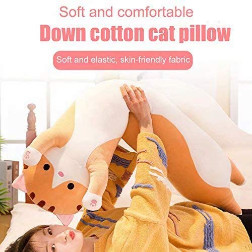 YLJJ Peluches de Felpa para Gatos, muñeco de Felpa para Gatos, muñeco de Peluche para Gatitos, Juguete, Almohada Larga para Dormir para Gatos, Regalo para niños, Amarillo, 90 cm
