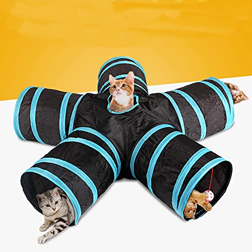 YLUBDAN Túnel plegable del gatito, túneles del animal doméstico de 5 vías, túneles del gato con la bola