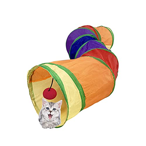 YLUBDAN Túneles plegables del animal doméstico, tubo del túnel del gato de la manera de S, túneles del gato con la bola