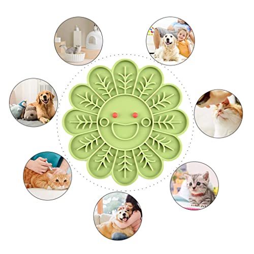 YLWL Lamer Mat Para Perros Lamer Pad Bañarse Para Alivio De La Ansiedad Alimentador Lento Tazones De Perro Flor Verde
