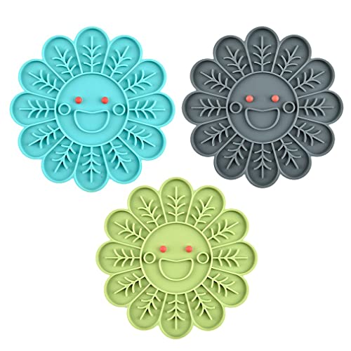 YLWL Lamer Mat Para Perros Lamer Pad Bañarse Para Alivio De La Ansiedad Alimentador Lento Tazones De Perro Flor Verde