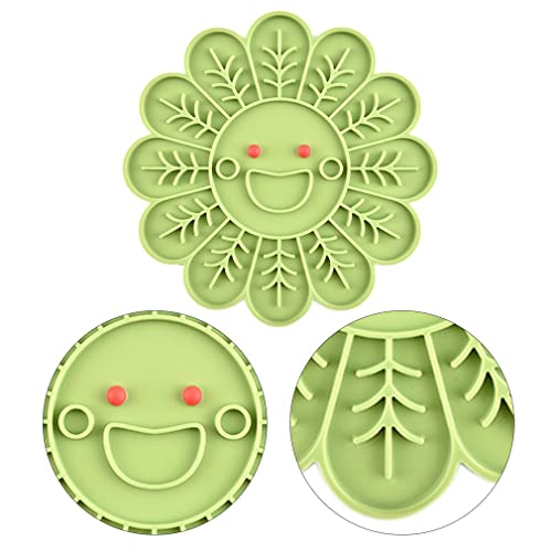 YLWL Lamer Mat Para Perros Lamer Pad Bañarse Para Alivio De La Ansiedad Alimentador Lento Tazones De Perro Flor Verde
