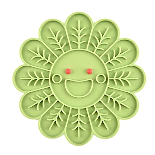 YLWL Lamer Mat Para Perros Lamer Pad Bañarse Para Alivio De La Ansiedad Alimentador Lento Tazones De Perro Flor Verde