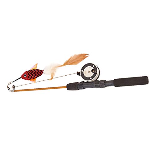 YoBuyBuy Juguete retráctil para gatos tipo pez, plumas telescópicas, divertido palo para gatos, juguete para mascotas, cañas para gatos, caña de pescar de simulación