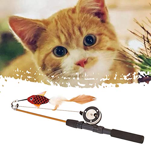 YoBuyBuy Juguete retráctil para gatos tipo pez, plumas telescópicas, divertido palo para gatos, juguete para mascotas, cañas para gatos, caña de pescar de simulación
