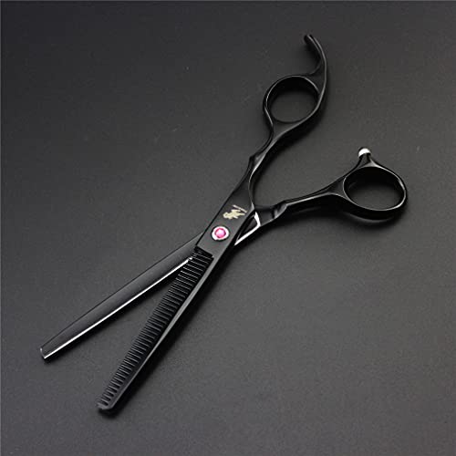 YODZ Conjunto De Tijeras De Aseo para Mascotas De 7.0 Pulgadas - 9 PCS Perro Gato Cuidado Cabello Acero Inoxidable Corte Tal Peluquería (Negro), Luz Y Afilado