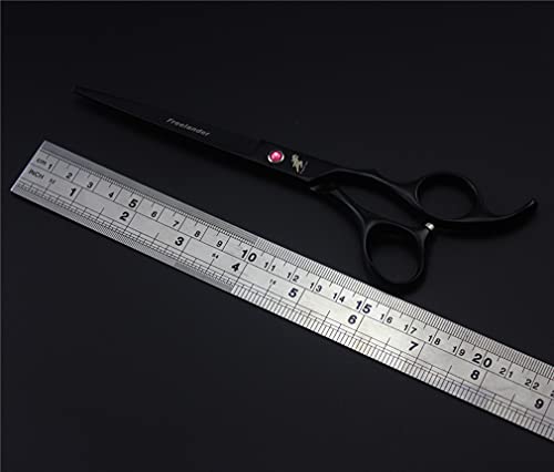 YODZ Conjunto De Tijeras De Aseo para Mascotas De 7.0 Pulgadas - 9 PCS Perro Gato Cuidado Cabello Acero Inoxidable Corte Tal Peluquería (Negro), Luz Y Afilado