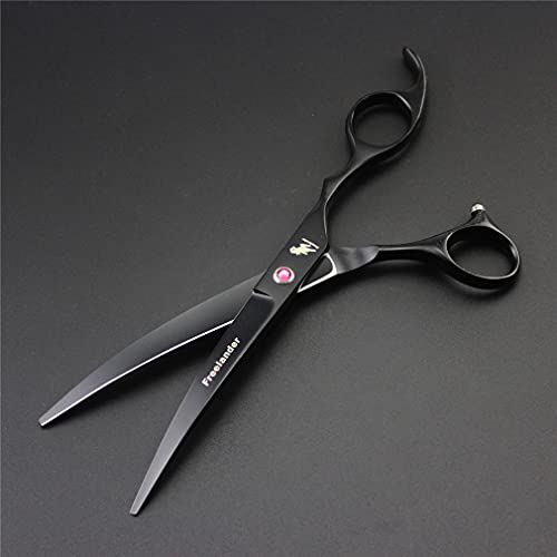 YODZ Conjunto De Tijeras De Aseo para Mascotas De 7.0 Pulgadas - 9 PCS Perro Gato Cuidado Cabello Acero Inoxidable Corte Tal Peluquería (Negro), Luz Y Afilado