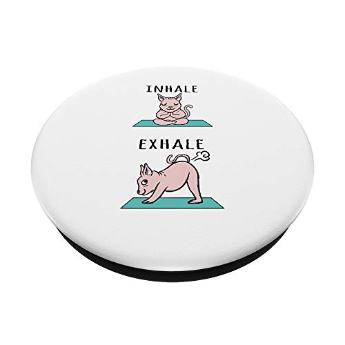 Yoga Inhale Exhale Gato Esfinge Mascota PopSockets PopGrip: Agarre intercambiable para Teléfonos y Tabletas