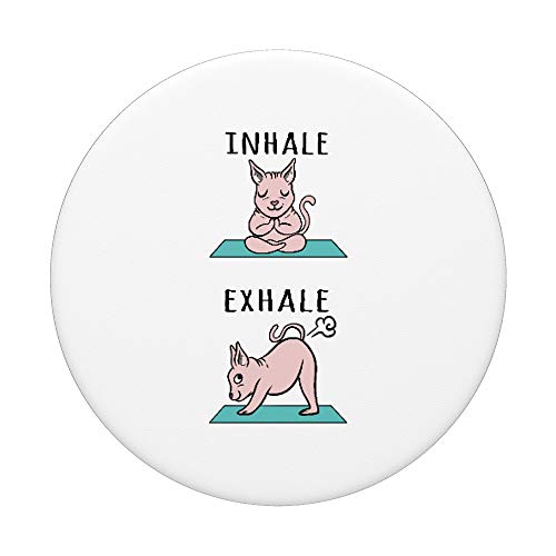 Yoga Inhale Exhale Gato Esfinge Mascota PopSockets PopGrip: Agarre intercambiable para Teléfonos y Tabletas