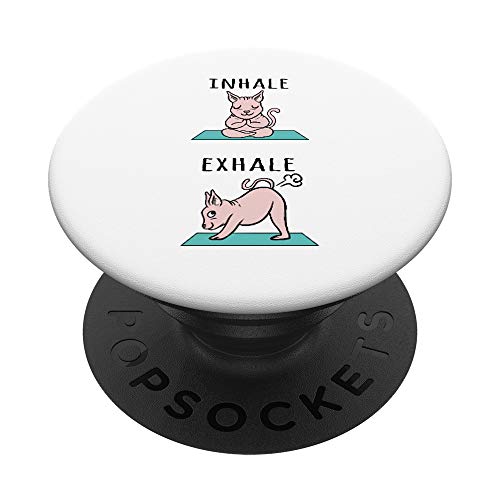 Yoga Inhale Exhale Gato Esfinge Mascota PopSockets PopGrip: Agarre intercambiable para Teléfonos y Tabletas