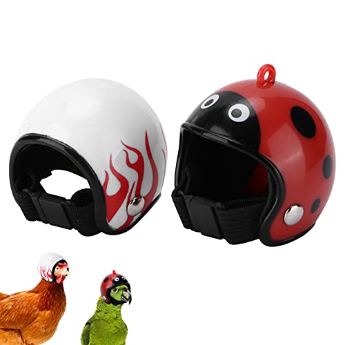 YongliJc Casco de pájaro de Pollo, Decorativo de Aves de Corral para Mascotas, Casco con diseño de Mariquita de Llama, para Pato de pájaro