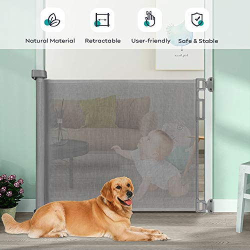 YOOFOSS Barrera Seguridad Niños 0-180 cm Puerta Seguridad Bebé Extensibles Barrera Escalera Vallas de Seguridad para Interiores y Exteriores gris