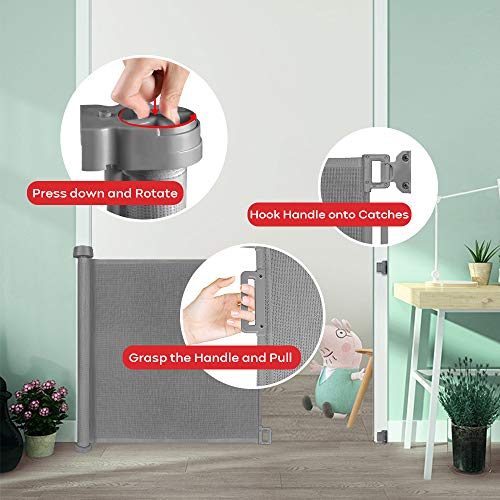 YOOFOSS Barrera Seguridad Niños 0-180 cm Puerta Seguridad Bebé Extensibles Barrera Escalera Vallas de Seguridad para Interiores y Exteriores gris