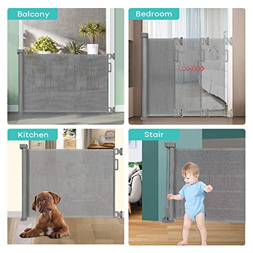 YOOFOSS Barrera Seguridad Niños 0-180 cm Puerta Seguridad Bebé Extensibles Barrera Escalera Vallas de Seguridad para Interiores y Exteriores gris