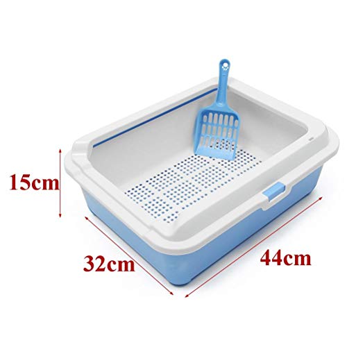 Yousiju Bandeja de arena para mascotas y gatos, con cuchara, para mascotas, para perros, conejos, cachorros, antisalpicaduras, para interiores y hogares, caja de arena de plástico (color: marrón)