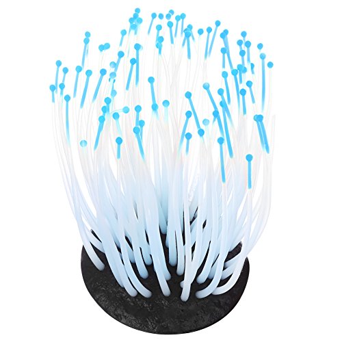 YOUTHINK Iluminación Realista Algas de Silicona Vivo Ornamento de Plantas de Coral Artificial para Acuario Submarino Tanque de Peces Jardín Luz Nocturna Decoración del Paisaje(Azul)