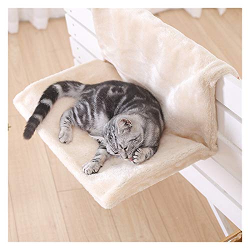 Yuchang LLPing Cama de Gato Ventana removible Albaco Gato Radiador Salón Hamaca para Gatos Kitty Cama Colgante Cojinete Carrible Casera Mascota Asiento Hamaca (Color : Beige, Size : L 46x30x25 cm)