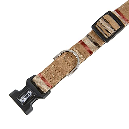 YUDOTE Collar de perro suave envuelto con tela estilo británico a cuadros no irritante para perros pequeños con piel sensible, rojo con marrón claro