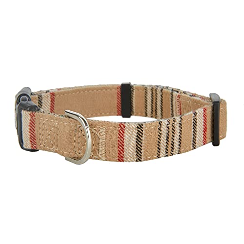 YUDOTE Collar de perro suave envuelto con tela estilo británico a cuadros no irritante para perros pequeños con piel sensible, rojo con marrón claro