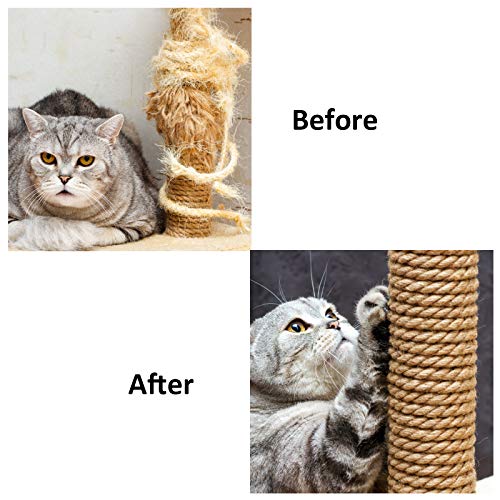 Yue Cuerda de sisal para gatos, cuerda de yute de fibra natural de 6 mm, cuerda de cáñamo para reparación de gatos rascadores, manualidades, jardinería, decoración del hogar (30 m/6 mm)