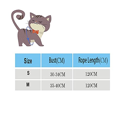 YUEMING Arnes Gatos, Arnés para Gatos con Correa 120 cm Arnes Gato, Reflectante Ajustable Pequeña Vest Harness para Correr, Correas de Entrenamiento para Gatos, Cachorros, Mascotas Pequeñas (Azul, M)