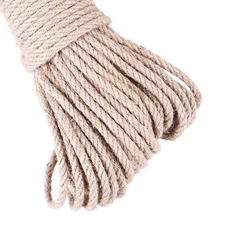 yuiopps Cuerda de Sisal Natural para Árbol Rascador para Gatos, Cuerda de Reemplazo para Arañar Reparar, Juguete de Mascotas, Accesorios de Bricolaje Manualidades (4mm,30m)