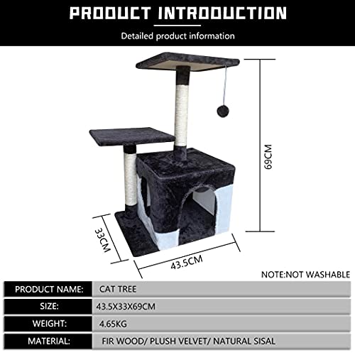 Yumoo Casa de condominio con diseño de gato, centro de actividad para gatos, torre de condominio con cuevas durmiendo 69 cm de altura