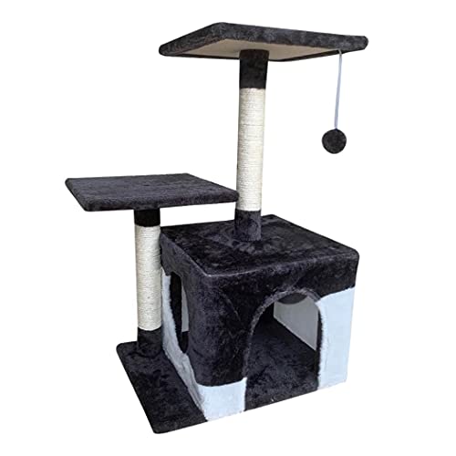 Yumoo Casa de condominio con diseño de gato, centro de actividad para gatos, torre de condominio con cuevas durmiendo 69 cm de altura