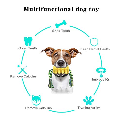 Yuning Juguete para Perros, Juguete para Masticar maíz, con Cepillo de Dientes de Perro en Forma de maíz de Cuerda Fuerte, Juguete de Resistente Caucho Natural para Perros Pequeño Medianos y Grandes