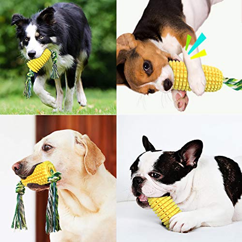 Yuning Juguete para Perros, Juguete para Masticar maíz, con Cepillo de Dientes de Perro en Forma de maíz de Cuerda Fuerte, Juguete de Resistente Caucho Natural para Perros Pequeño Medianos y Grandes