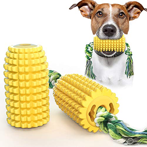 Yuning Juguete para Perros, Juguete para Masticar maíz, con Cepillo de Dientes de Perro en Forma de maíz de Cuerda Fuerte, Juguete de Resistente Caucho Natural para Perros Pequeño Medianos y Grandes