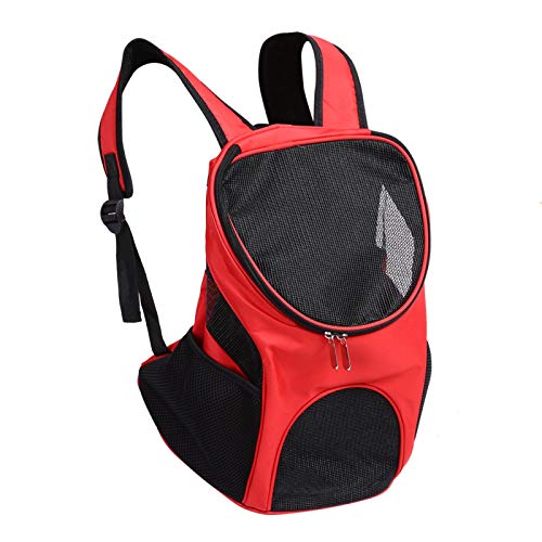 YUUGAA Bolso de Hombro para Mascotas, 4 Colores para Exteriores, Gato, Perro, Cachorro, Mascota, Mochila, Portador de Viaje, Malla ventilada, Bolso de Hombro Doble(Escarlata)