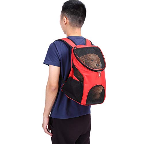 YUUGAA Bolso de Hombro para Mascotas, 4 Colores para Exteriores, Gato, Perro, Cachorro, Mascota, Mochila, Portador de Viaje, Malla ventilada, Bolso de Hombro Doble(Escarlata)