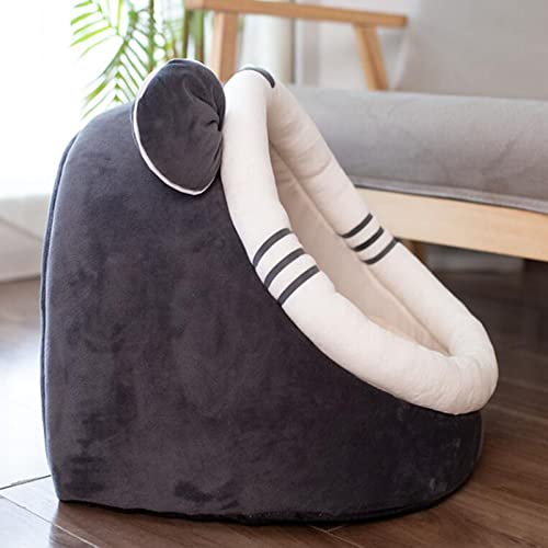 YuYiY Saco de dormir para cama de gato con bola de gota extraíble casa de gatito antideslizante para mascotas iglú tierno gatito cachorro escondite para tienda pequeña mediana grande (XL, G)