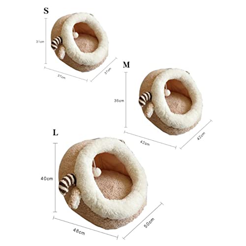 YuYiY Saco de dormir para cama de gato con bola de gota extraíble casa de gatito antideslizante para mascotas iglú tierno gatito cachorro escondite para tienda pequeña mediana grande (XL, G)