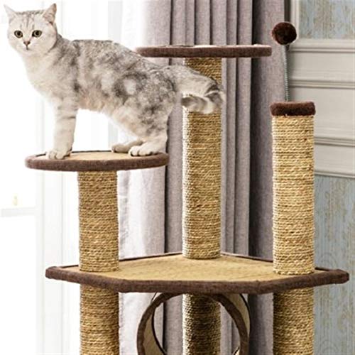 YWAWJ Árbol de gato de múltiples capas Gato natural del gato natural del gato de la columna de la columna de la columna de la columna Double Pelqueteo Hábitat Cat Hammock Kitten Maceta Casa de muñecas