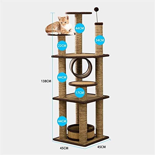 YWAWJ Árbol de gato de múltiples capas Gato natural del gato natural del gato de la columna de la columna de la columna de la columna Double Pelqueteo Hábitat Cat Hammock Kitten Maceta Casa de muñecas