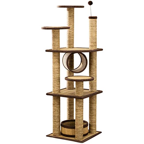 YWAWJ Árbol de gato de múltiples capas Gato natural del gato natural del gato de la columna de la columna de la columna de la columna Double Pelqueteo Hábitat Cat Hammock Kitten Maceta Casa de muñecas