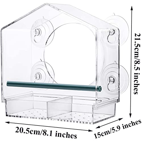 YXSH Comedero para pájaros Tipo Ventana Transparente Comedero para pájaros Tipo Ventana con Ventosa Potente, comedero Grande para pájaros al Aire Libre, Regalo de observación de Aves para Ancianos