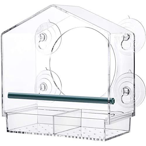 YXSH Comedero para pájaros Tipo Ventana Transparente Comedero para pájaros Tipo Ventana con Ventosa Potente, comedero Grande para pájaros al Aire Libre, Regalo de observación de Aves para Ancianos