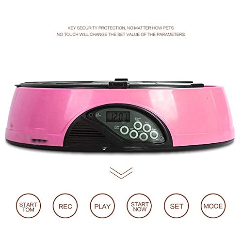 Yxxc Comedero automático para Mascotas, Comedero para Gatos 6 Comidas para un Perro, Utensilios para Mascotas, Rosa, Comederos