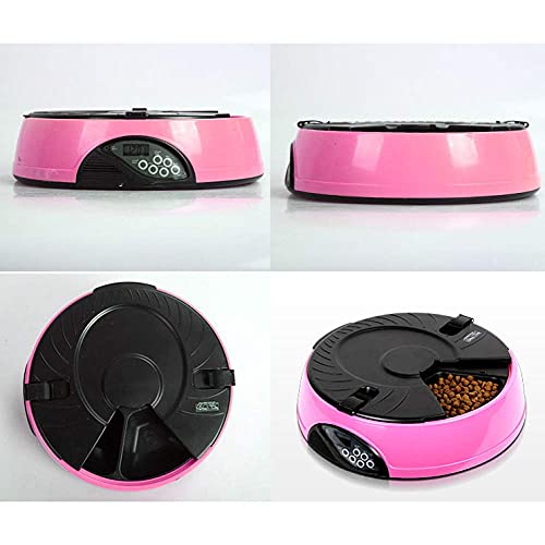 Yxxc Comedero automático para Mascotas, Comedero para Gatos 6 Comidas para un Perro, Utensilios para Mascotas, Rosa, Comederos